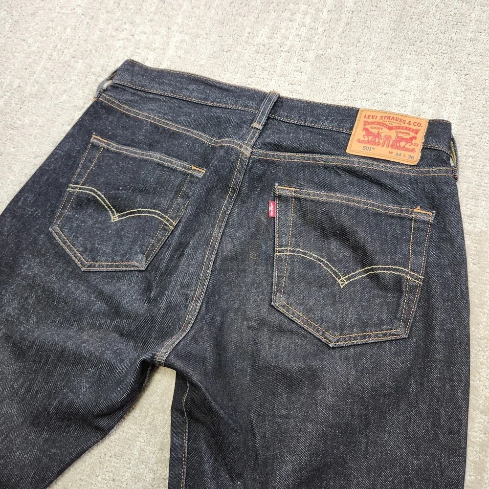 Levis 501 Jeans Men 34x34 *READ Black Denim Straight Leg Button Fly 100% Cotton